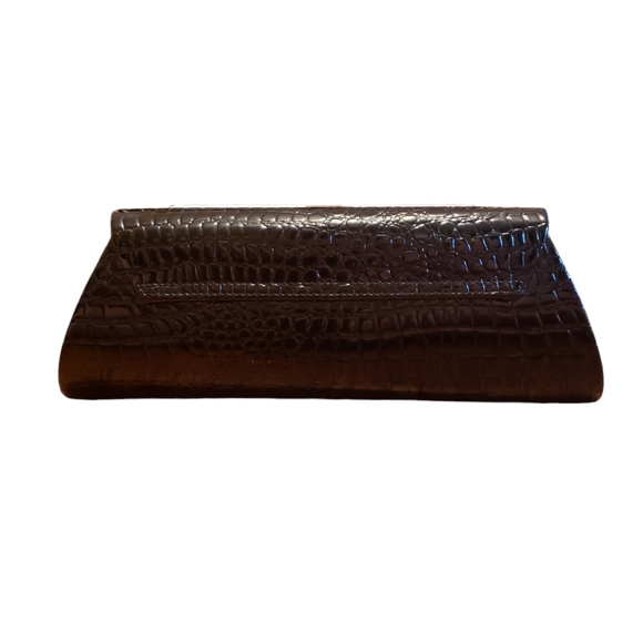 Ole Gift Evening Clutch Black Patent Leather with Alligator Embossing - Picture 2 of 5